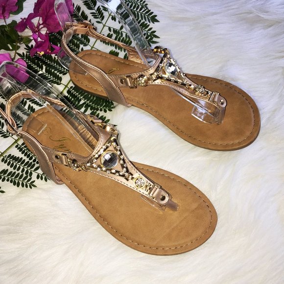 Jynx Shoes - ✨ S-A-L-E ✨ ROSE GOLD RHINESTONE EMBELLISHED SANDALS